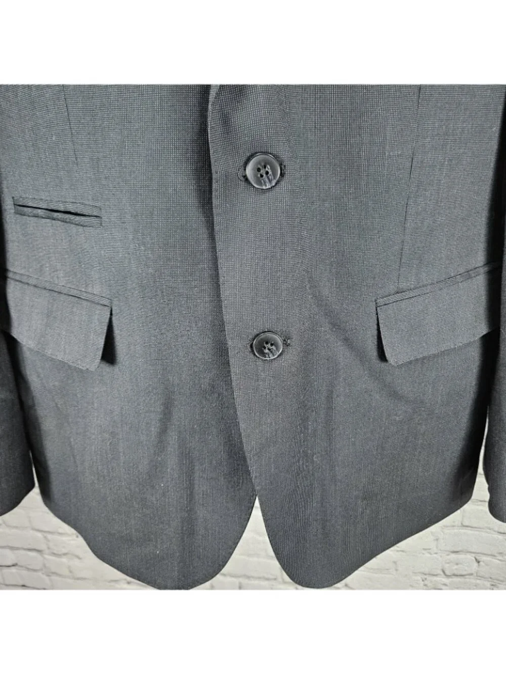 J. Ferrar Black Slim Fit 2 Button Double Vented Peak Blazer Sport Coat 42S
